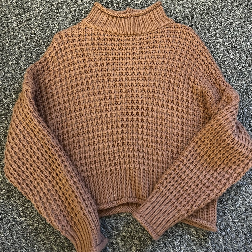 Cozy Burnt Orange Knit Turtleneck Sweater
